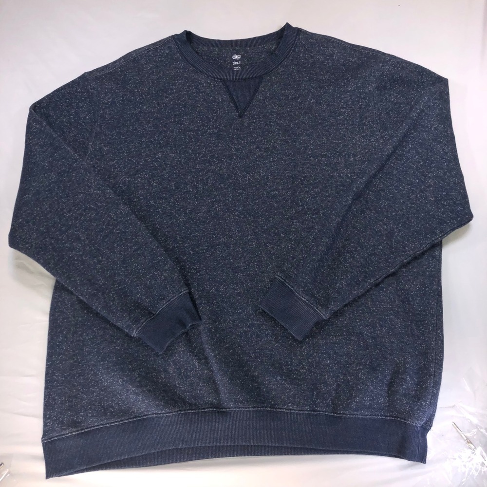 Dip Mens 3XLT Crew Neck Sweatshirt Navy Blue Marl Fleece Pullover Tall 3XL
